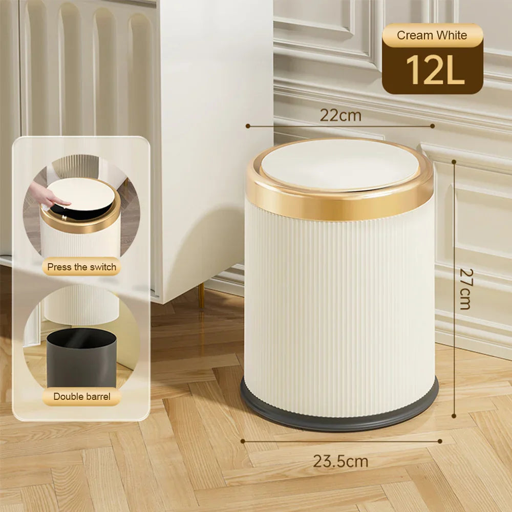 Modern rectangular waste bin | With lid & removable inner bin | For kitchen, bathroom & office