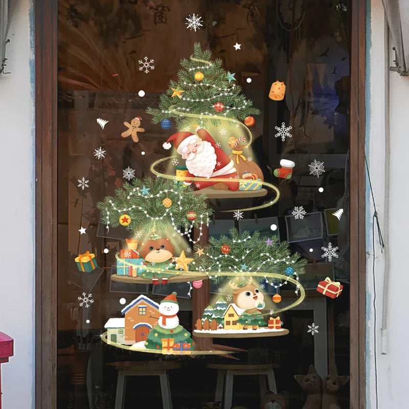LumiFrost | Christmas Window Stickers 2025 | Santa Claus & Christmas Tree | Removable Window Stickers for Glass & Walls | Festive Decor for Christmas & New Year