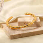 Diamond & Pearl Embedded Bangle Bracelet