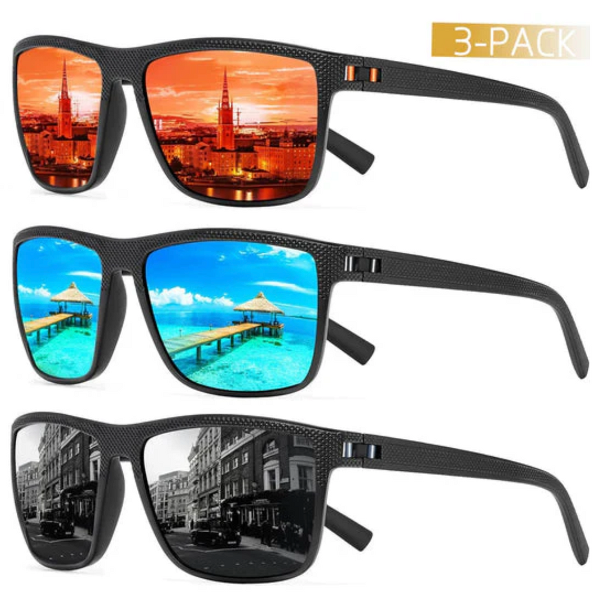 ZichtZeker 3-Piece Set Polarized Sunglasses – UV400 Protection & Comfort