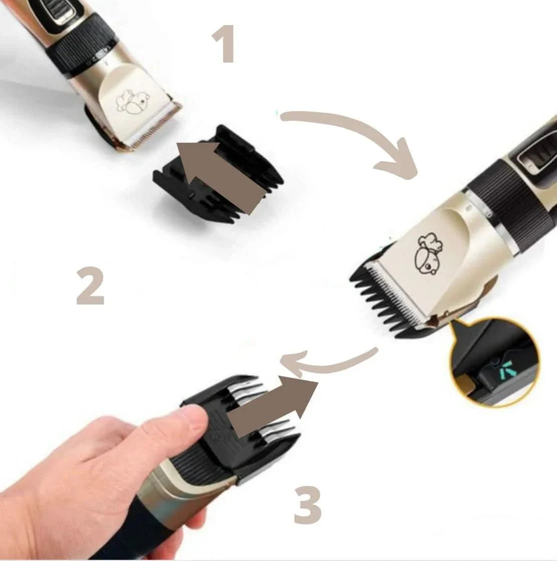 Professional dog trimmer with brush for all coat types