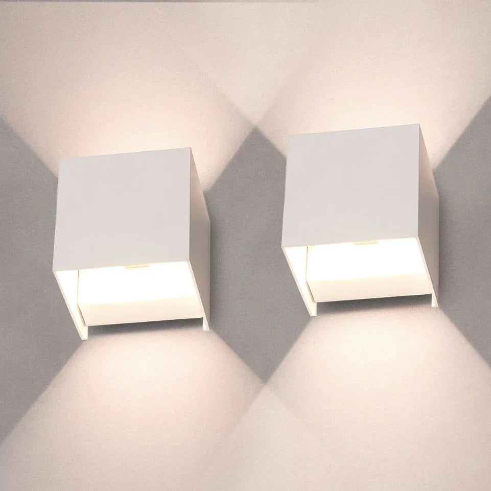 Modern LED wall light in cube design