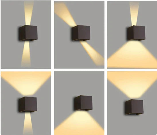 Modern LED wall light in cube design