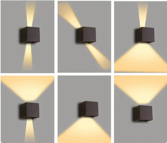 Modern LED wall lamp in cube design, minimalist wall lamp for hallway & living room