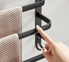 FlexRack Wall-Mounted Bathroom Storage Shelf with Towel Holder – Space-Saving Aluminium Rack