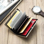 Slim RFID-blocking stainless steel wallet for cards
