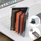Slim RFID-blocking stainless steel wallet for cards