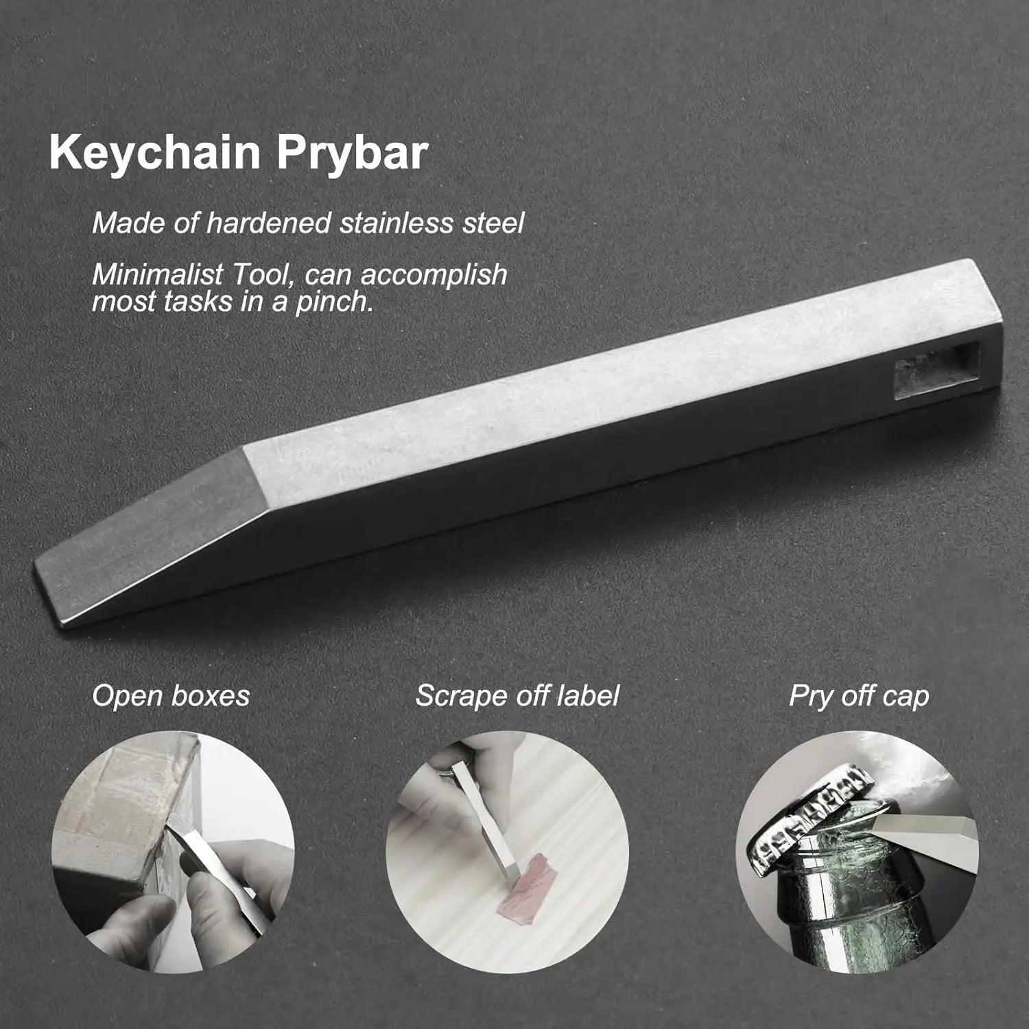 Keychain Prybar made of stainless steel