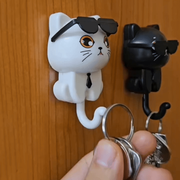 Key hook cat with sunglasses – Stylish for hallway & kitchen