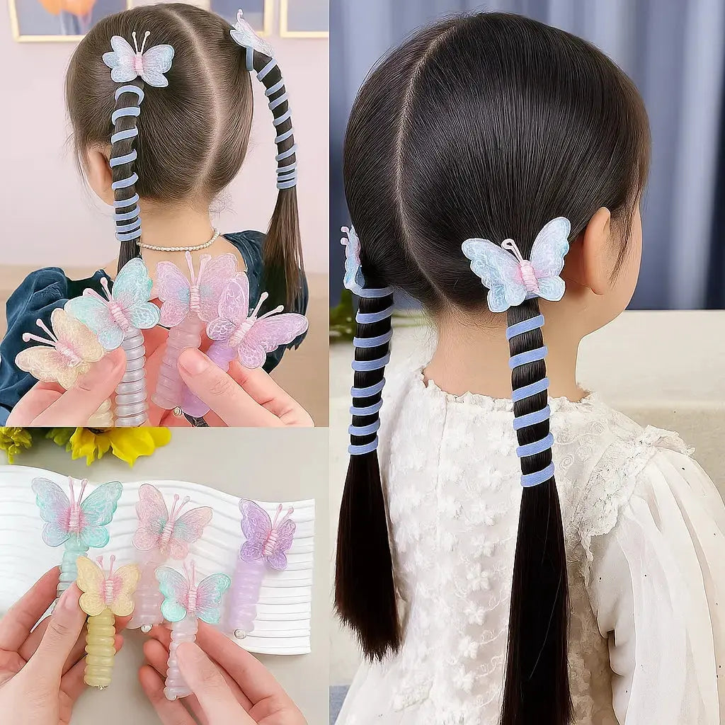 Butterfly hair ties in spiral design – sweet gift for daughter & granddaughter