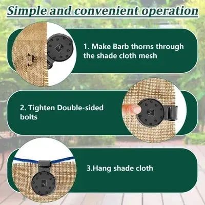 Heavy-duty sunshade clamps for stable net attachment
