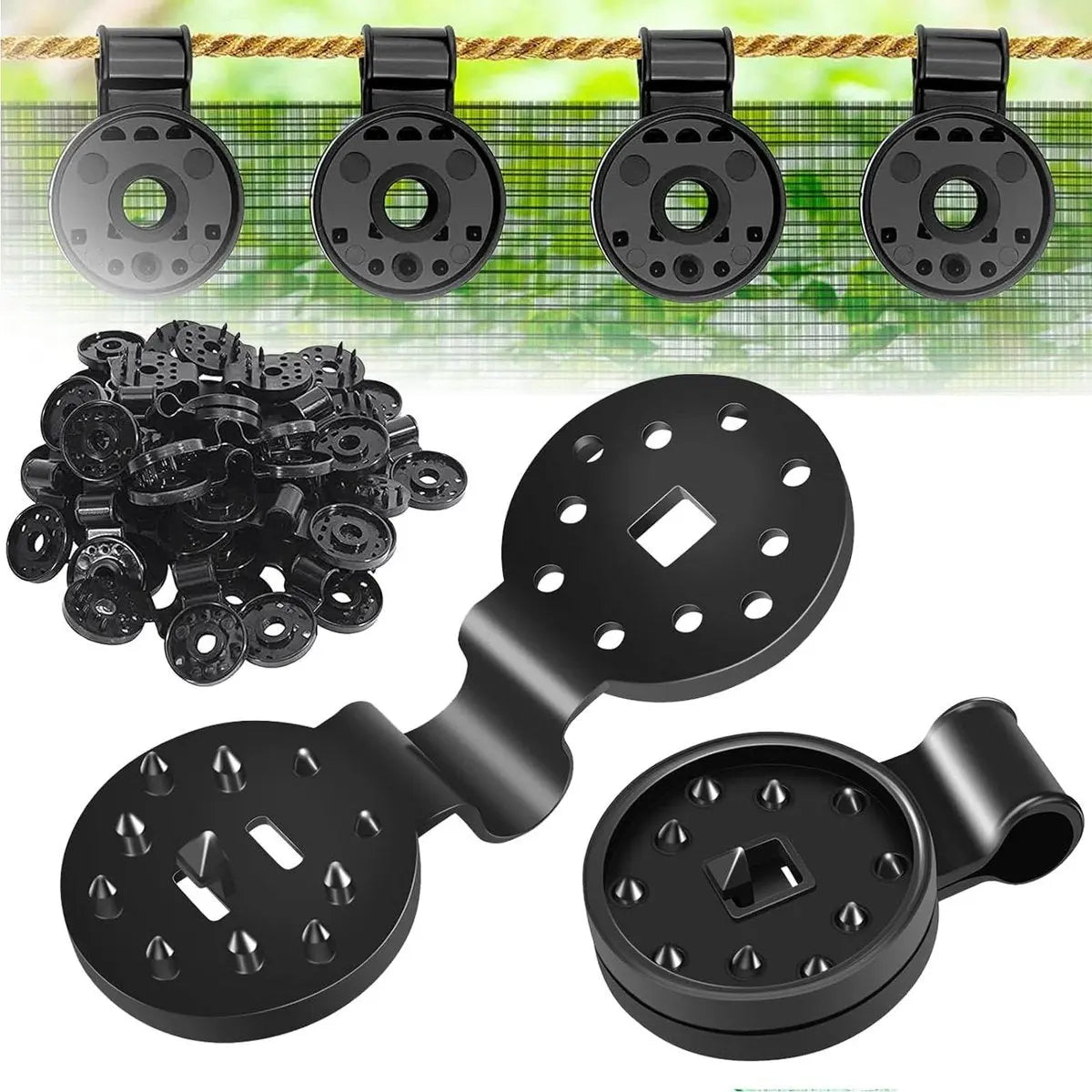 Heavy-duty sunshade clamps for stable net attachment