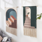 Handwoven Cotton Wall Tapestry with Geometric Pattern