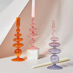 Modern Glass Candleholder-Orange