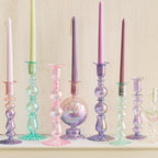 Ribbed Glass Candleholders - Mermaid