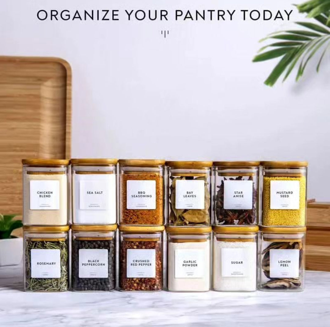 12 Piece Glass Spice Jar Set
