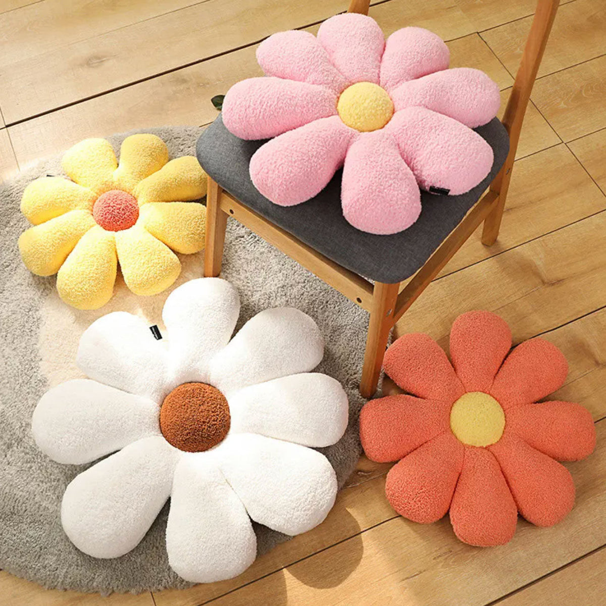 Boucle Plush Flower Cushion