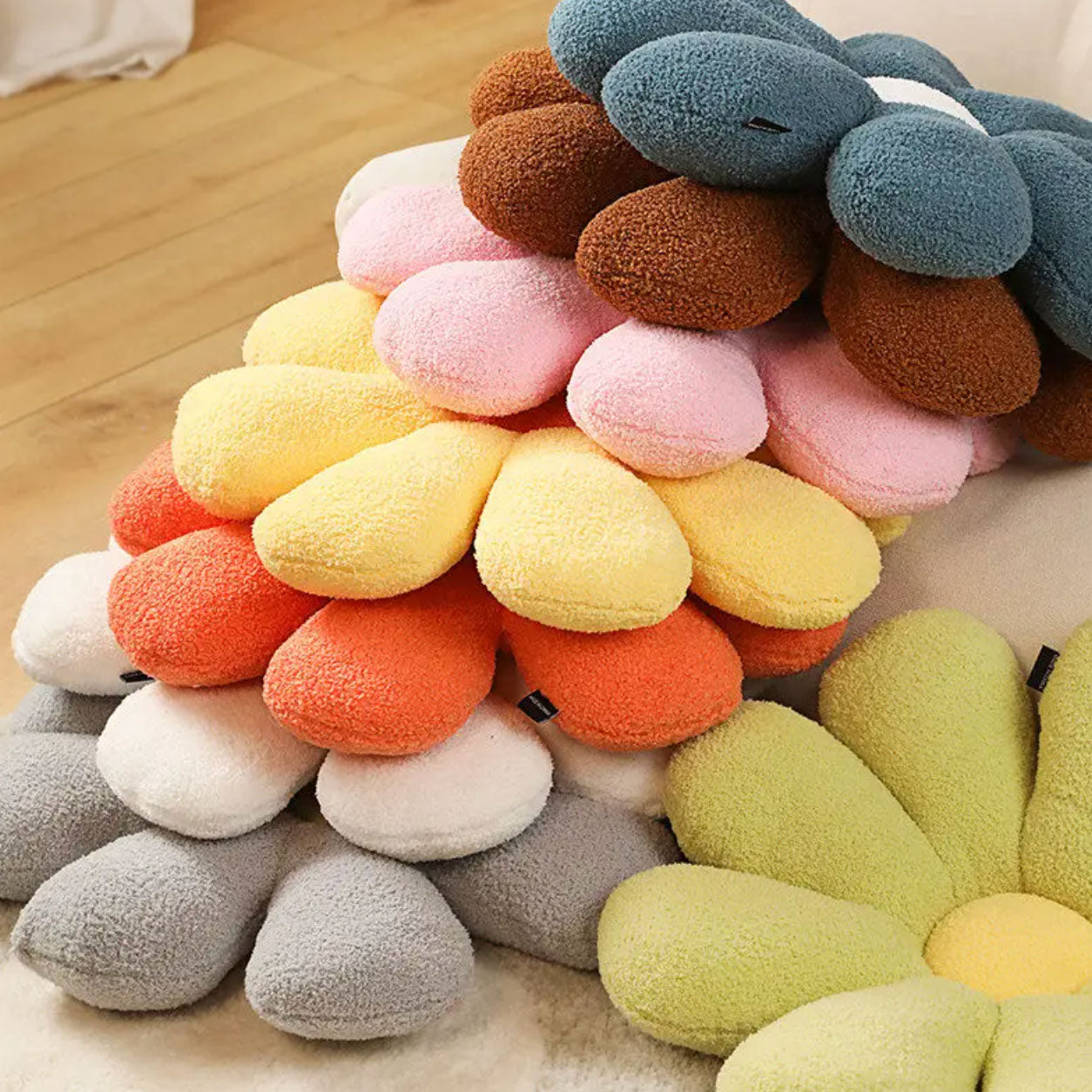 Boucle Plush Flower Cushion