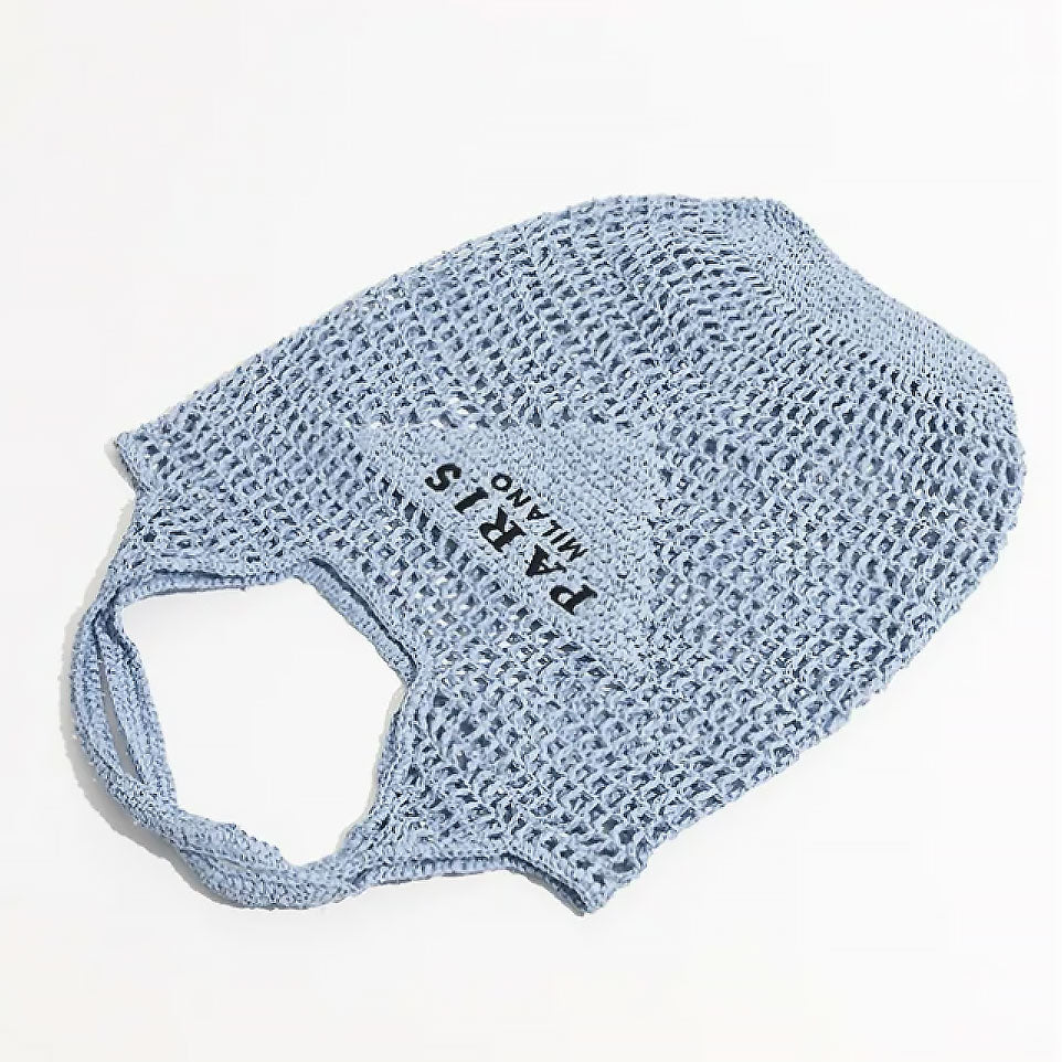 Net straw crochet beach bag