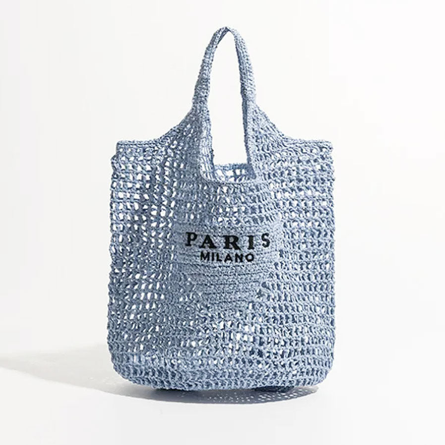 Net straw crochet beach bag