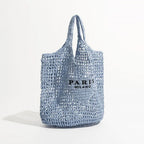 Net straw crochet beach bag