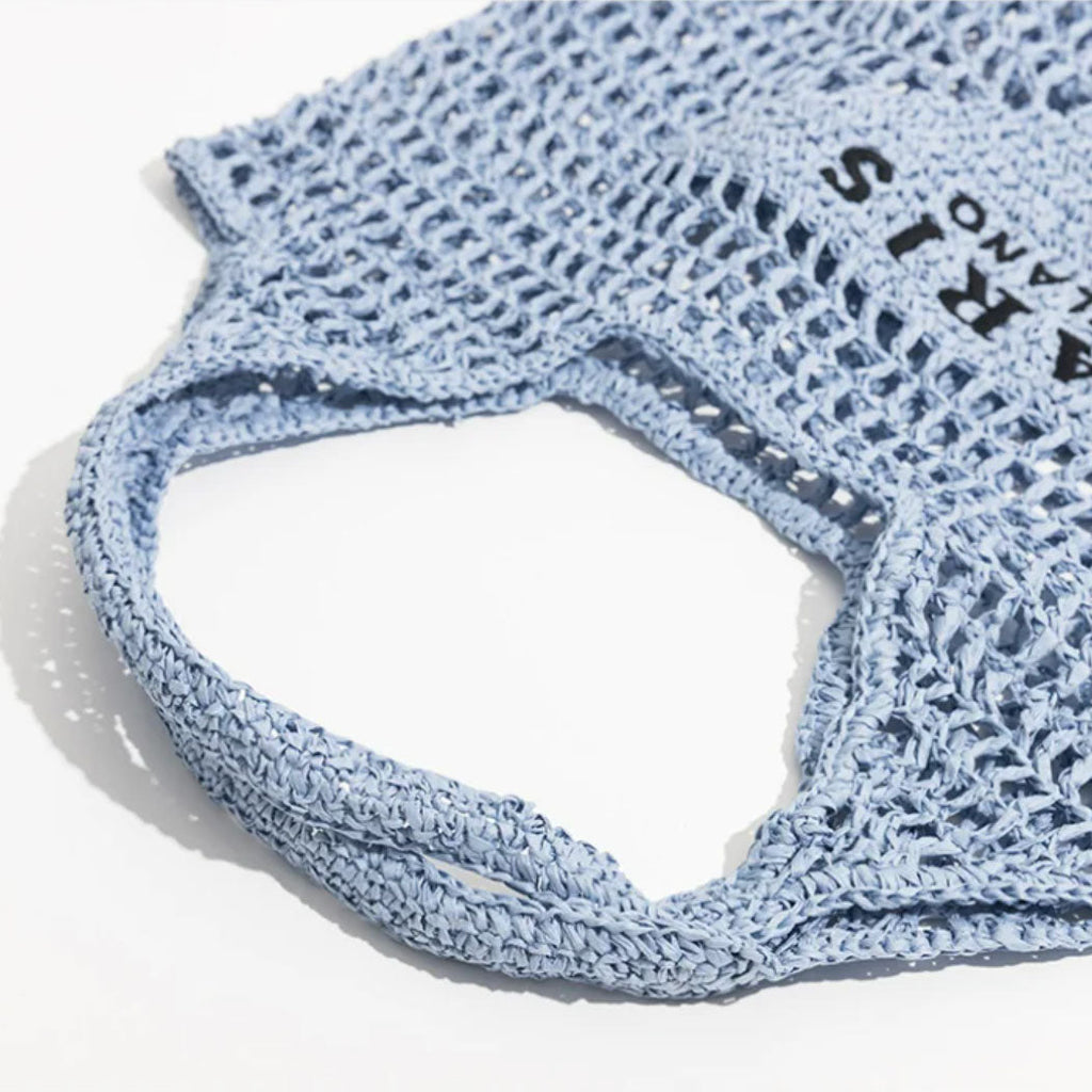 Net straw crochet beach bag