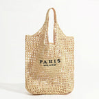 Net straw crochet beach bag