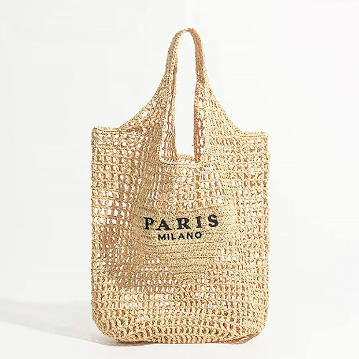 Net straw crochet beach bag