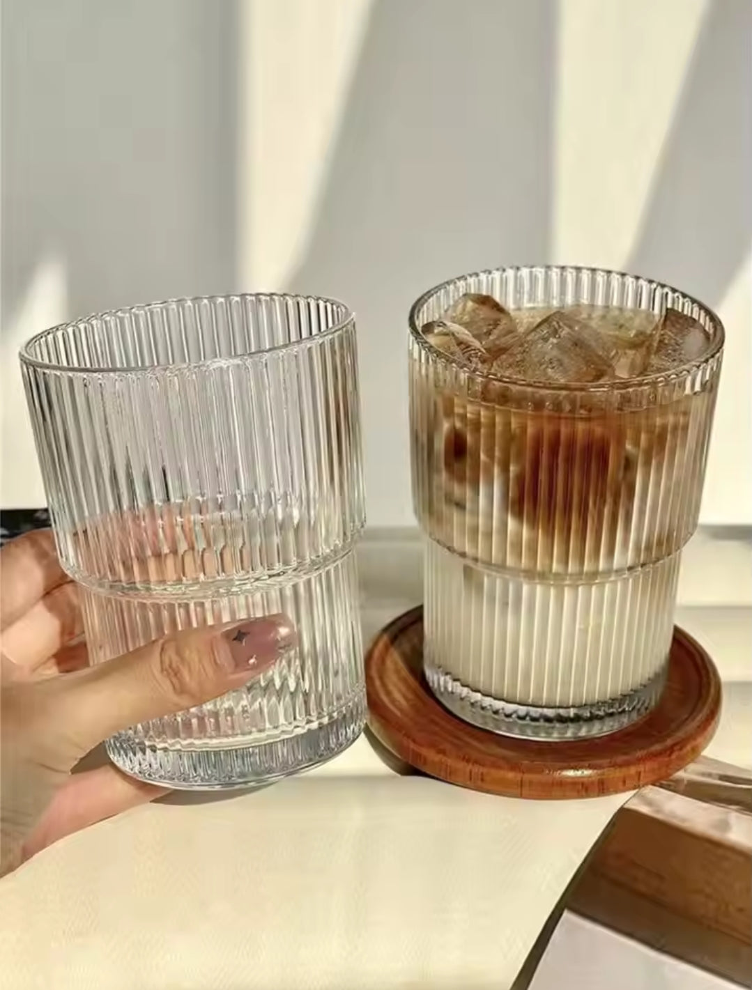 6Pc ribbed glasses