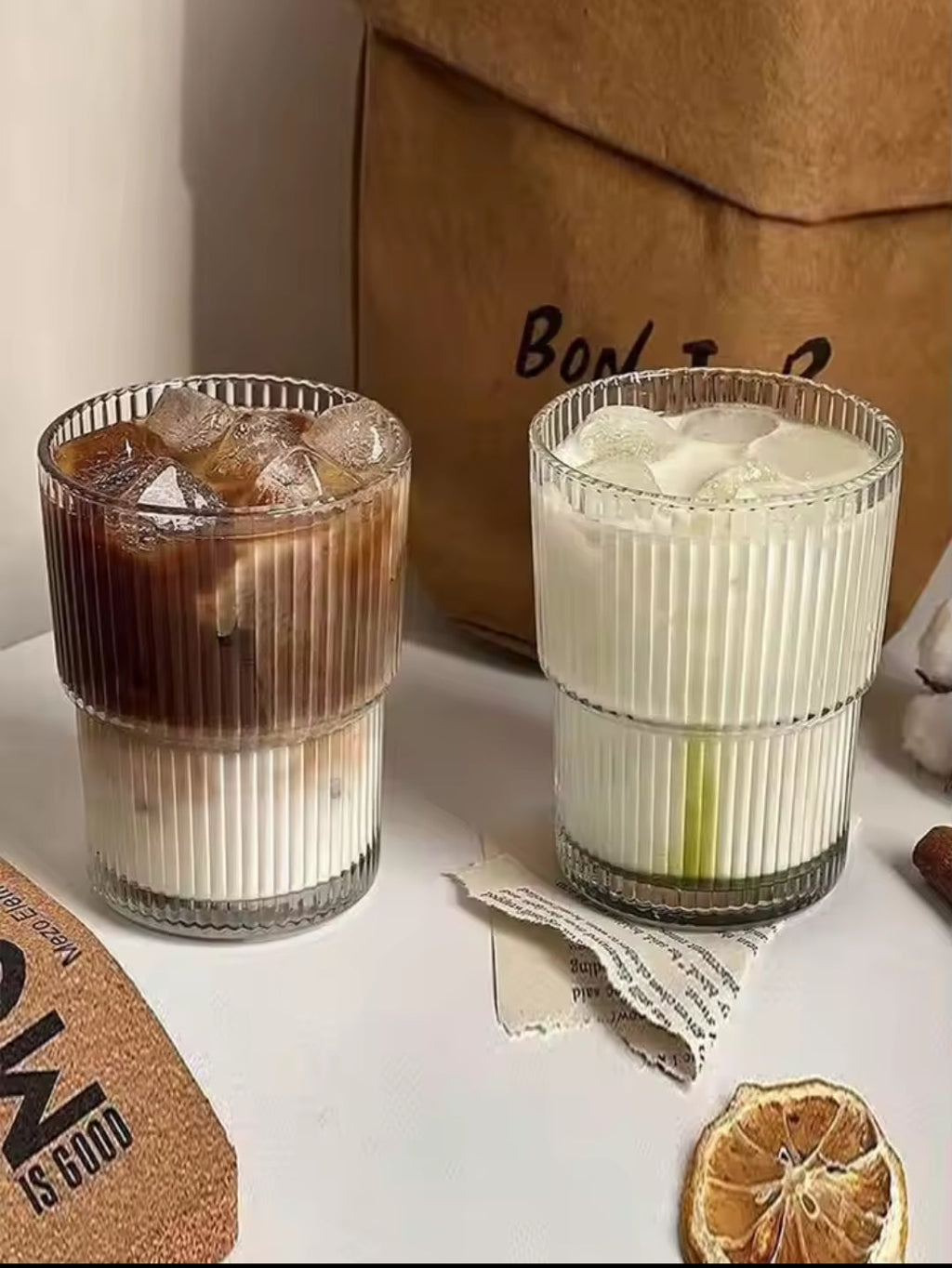 6Pc ribbed glasses