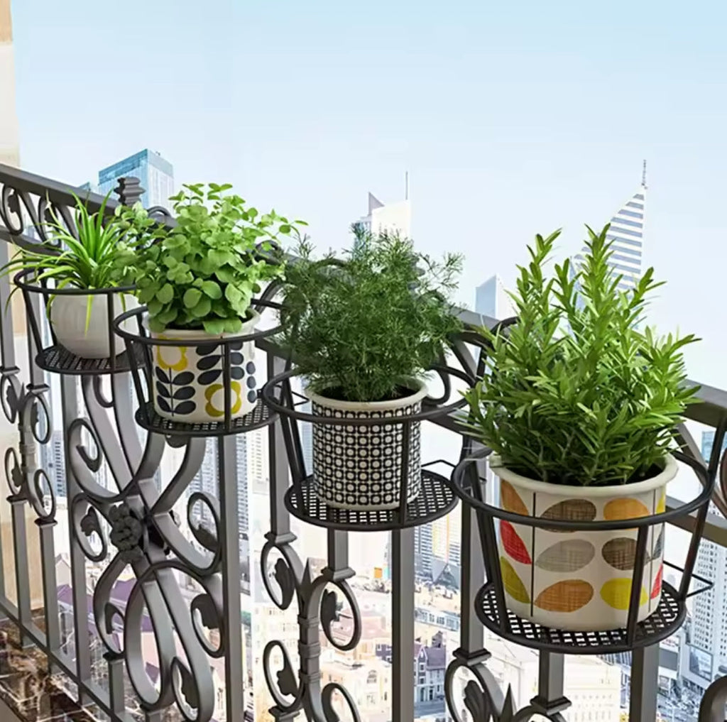 3Pc Over the Balcony Flower Pot Holder Black Nov