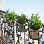 3Pc Over the Balcony Flower Pot Holder Black Nov