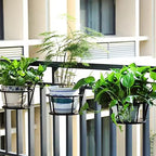 3Pc Over the Balcony Flower Pot Holder Black Nov