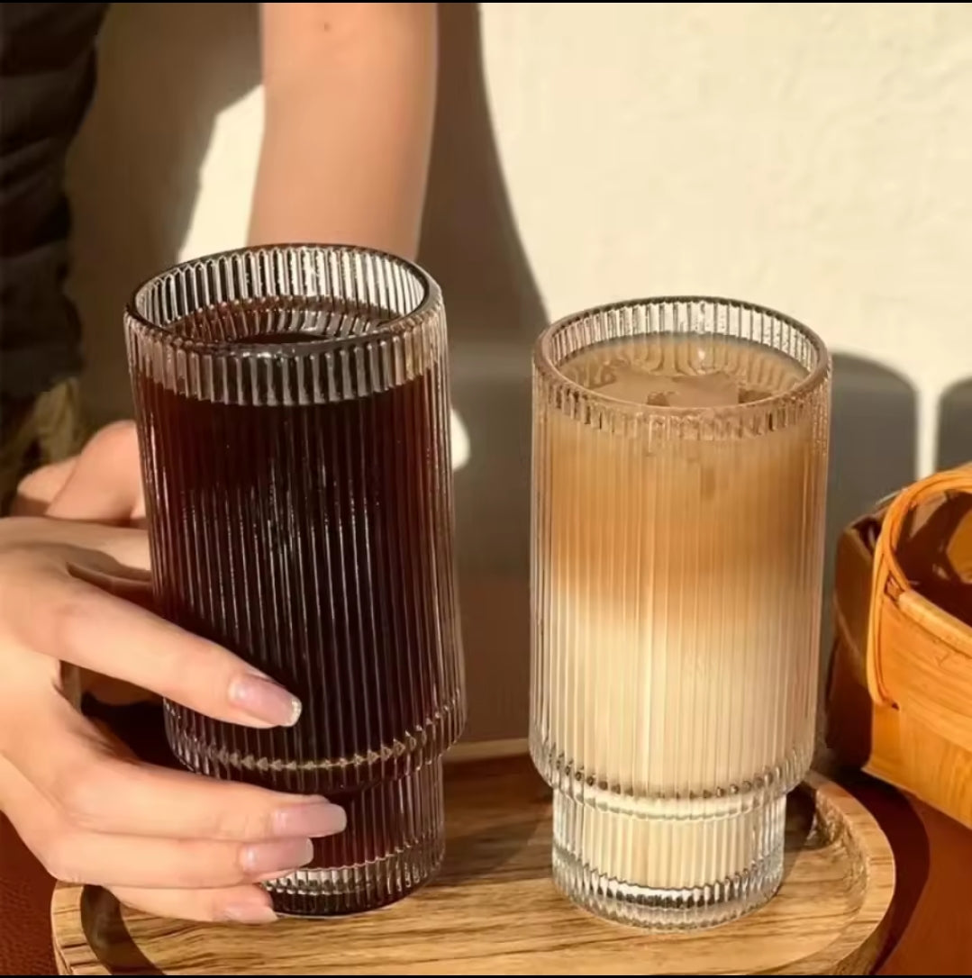 6Pc Ribbed Glasses Black