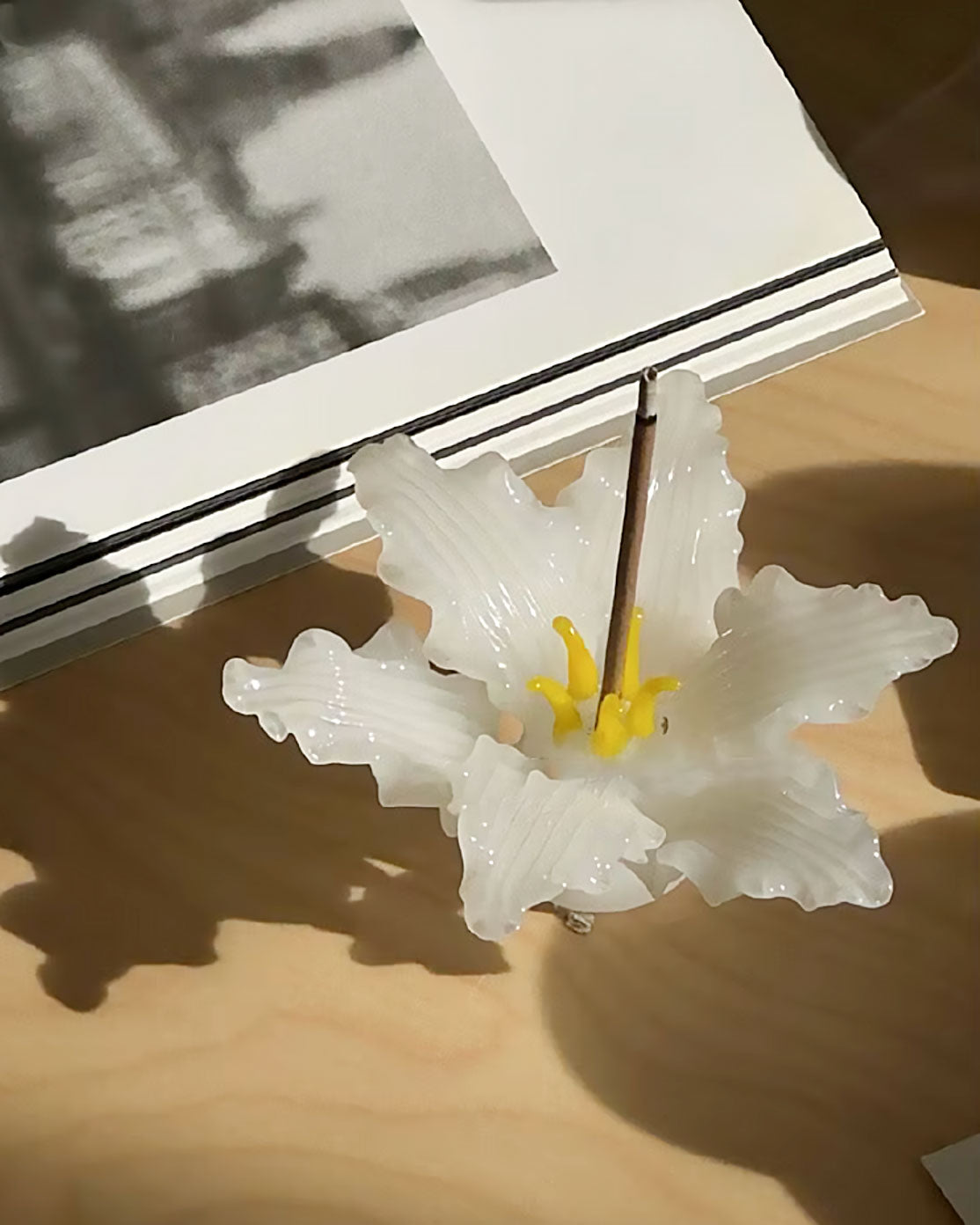 Handmade 3D Glass Ceramic Lily Incense Holder