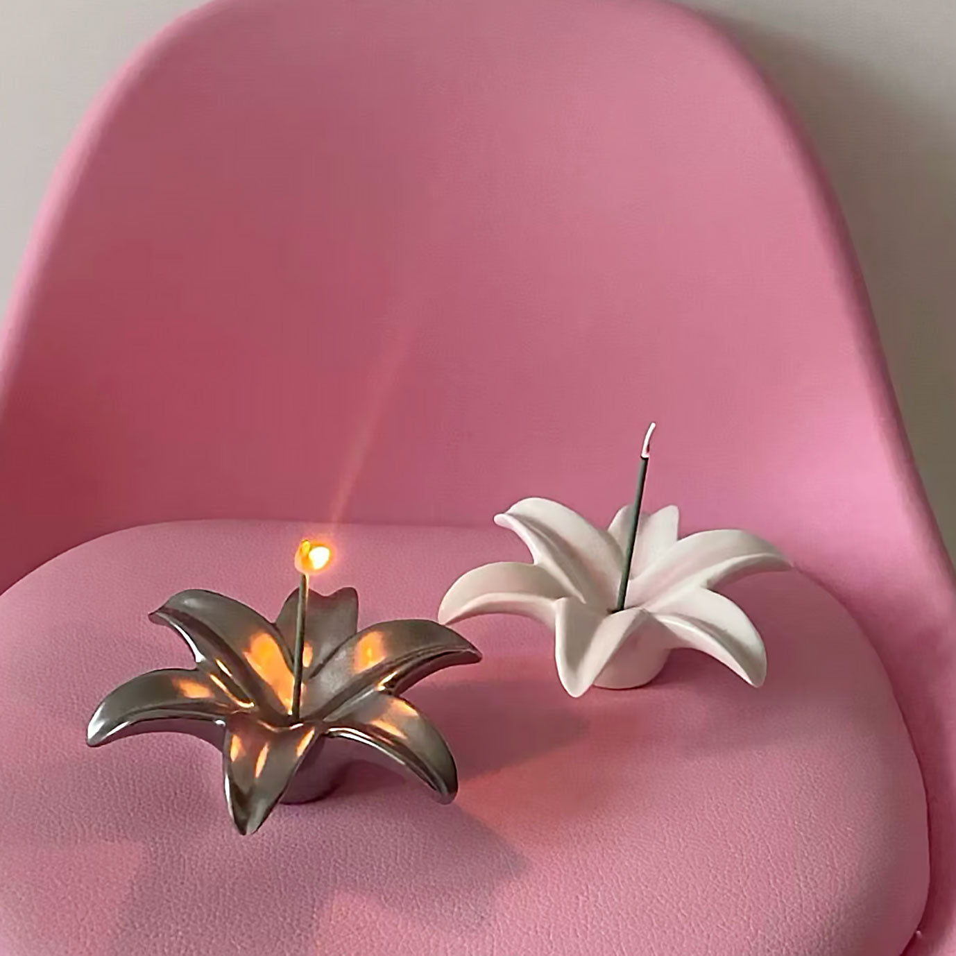 Handmade 3D Glass Ceramic Lily Incense Holder