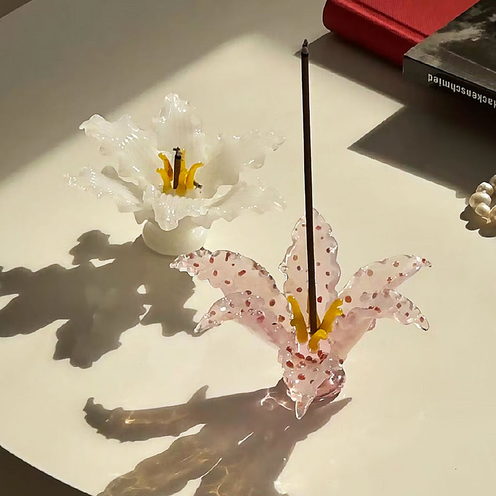 Handmade 3D Glass Ceramic Lily Incense Holder