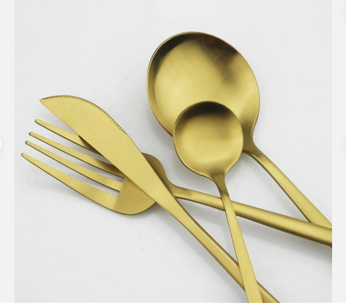Minimalist Flatware Set – 20-Piece Titanium-Coated Stainless Steel Cutlery | Modern Matte Finish for Elegant Dining