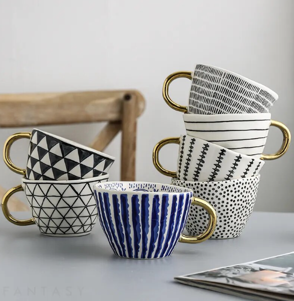 GeoMug Designer Bags & Cups | Stylish Ceramics | Modern Geometric Patterns