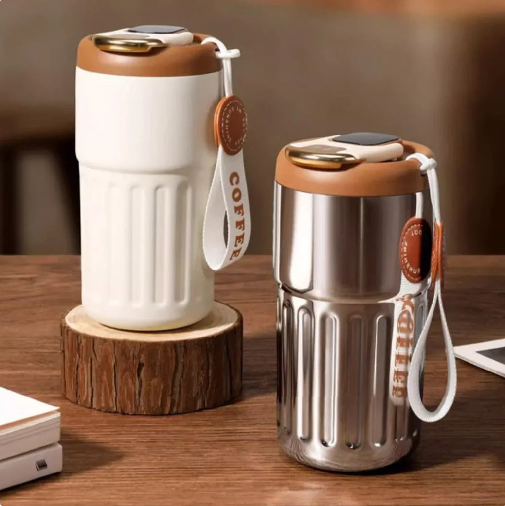 Compact thermos cup with temperature display – 410ml cup for hot and cold drinks