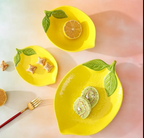 Lemon-shaped ceramic dish set, decorative serving bowls and plates for the dining table
