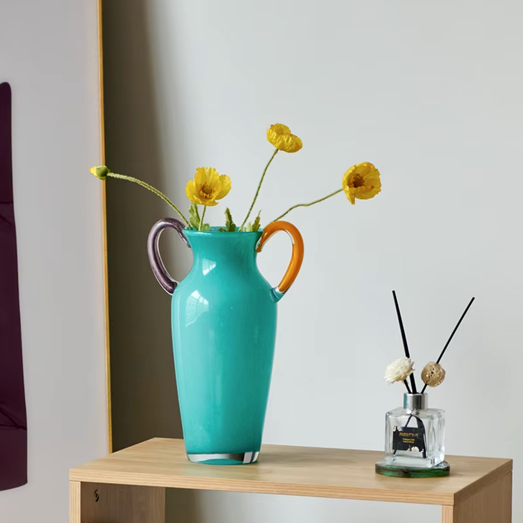 Vintage Stained Glass Binaural Vase