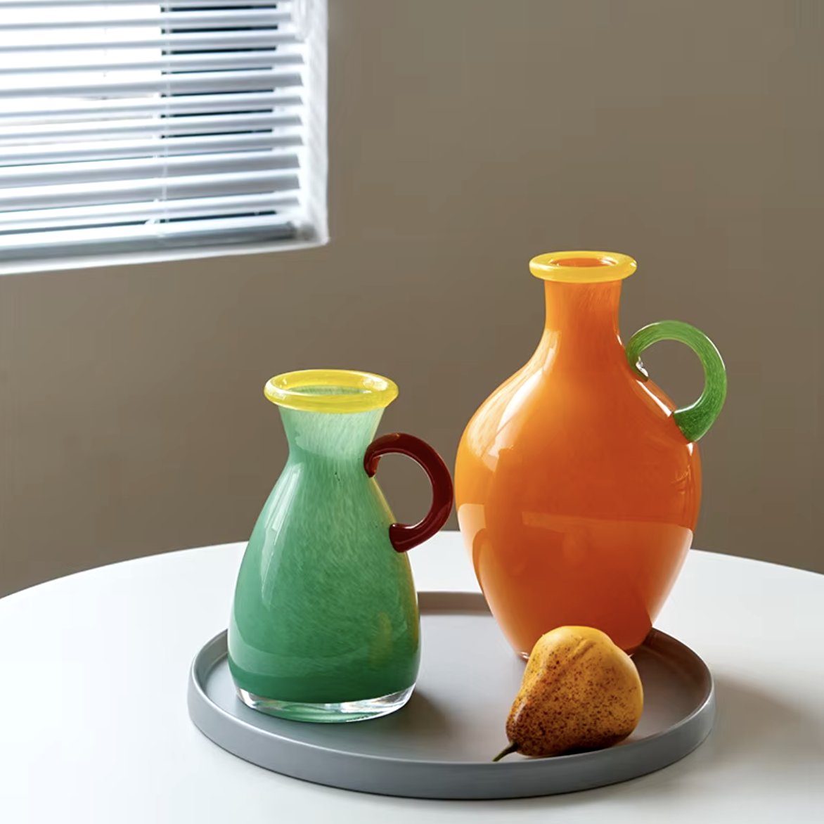 Vintage Stained Glass Binaural Vase