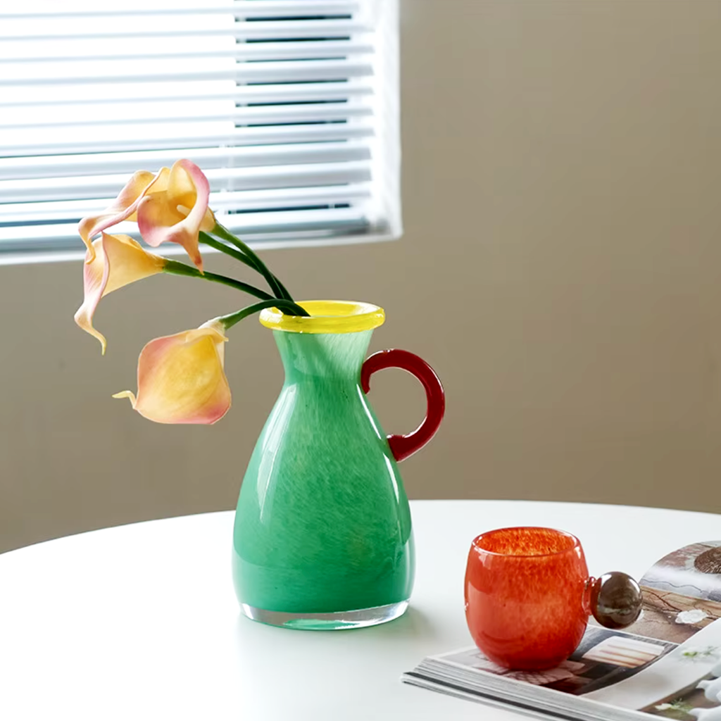 Vintage Stained Glass Binaural Vase