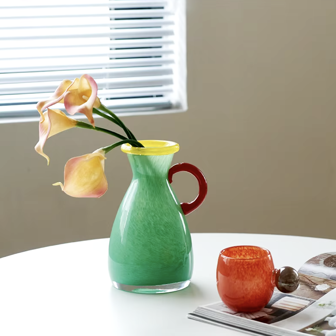 Vintage Stained Glass Binaural Vase