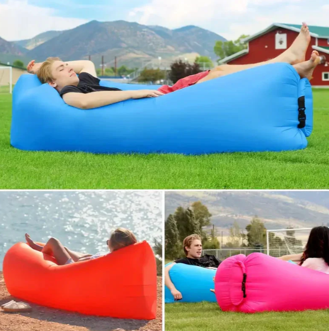Air-filled lounge chair for on the go