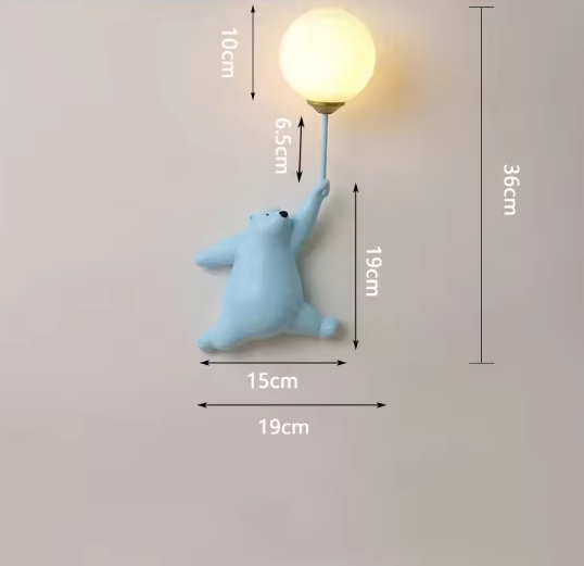 Modern LED Cartoon Wall Lamp – Minimalist Bear Wall Light with 3D Moon