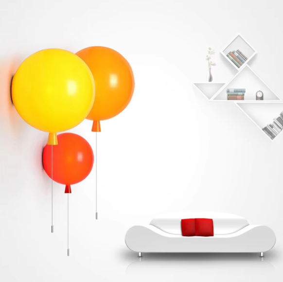 Modern colorful balloon wall lamp – Creative LED wall lamp with pull switch for bedroom