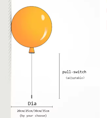 Modern colorful balloon wall lamp – Creative LED wall lamp with pull switch for bedroom