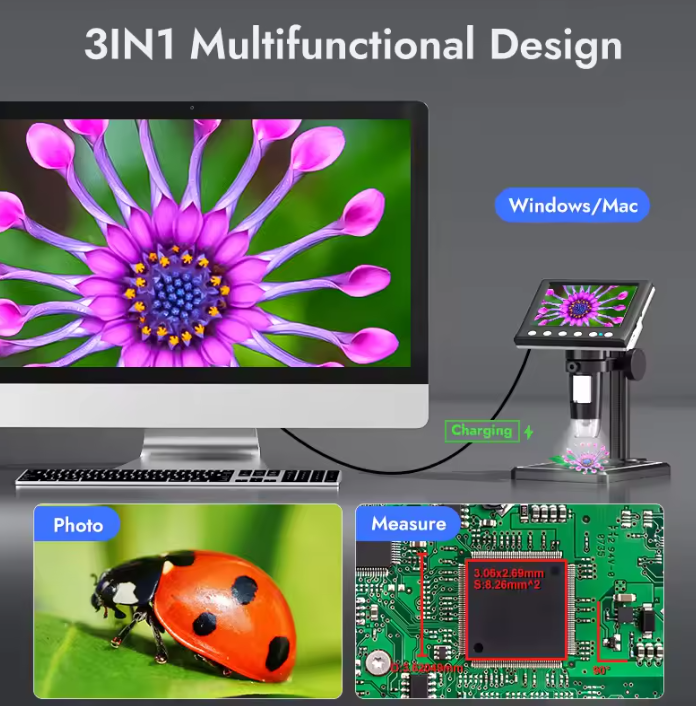 Digital Microscope with 4.3'' Display – 1000X Magnification